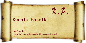 Kornis Patrik névjegykártya